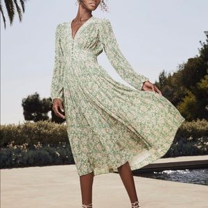 Lulus Garden Dancer Green Floral Midi Dress